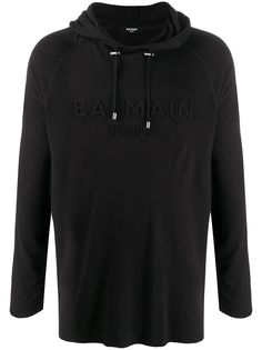Balmain tone-on-tone logo hoodie