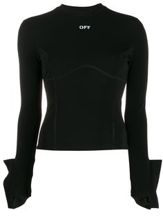 Off-White топ с логотипом и контрастными манжетами
