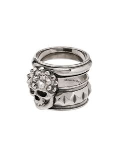 Alexander McQueen кольцо с декором в виде черепа и заклепками