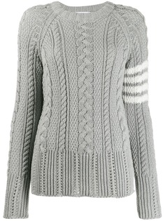 Thom Browne вязаный джемпер Aran с полосками 4-Bar