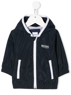 Boss Kids contrast-trim hooded jacket