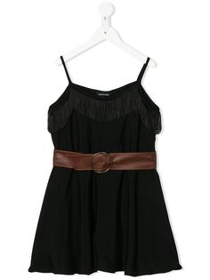 Monnalisa belted fringed playsuit