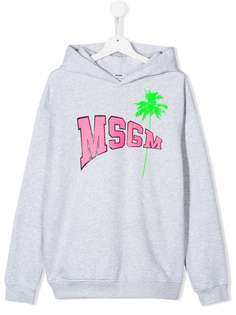 Msgm Kids TEEN logo-print cotton hoodie