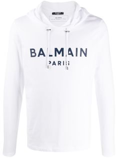 Balmain logo print hooded top