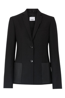 Черный пиджак с кожаными карманами Burberry