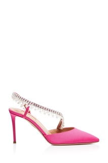 Розовые слингбэки с декором Exquisite 85 Aquazzura