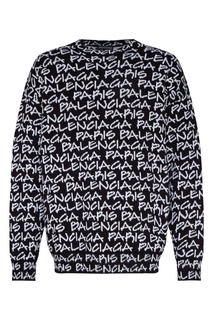 Черный джемпер с логотипами Balenciaga