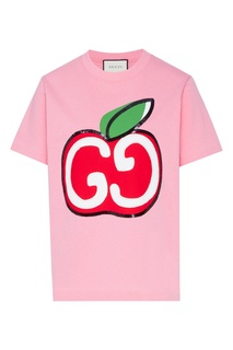 Розовая футболка с логотипом Gucci