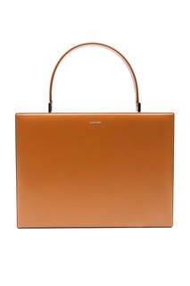 Коричневая кожаная сумка с жестким каркасом Jil Sander
