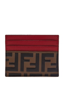 Красно-коричневый картхолдер из кожи Fendi