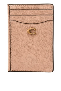 Бежевая кожаная кредитница Coach