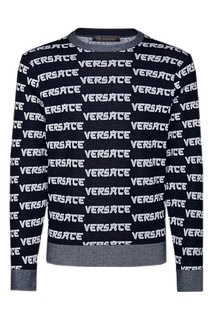 Темно-синий джемпер с логотипом Versace