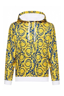 Синяя толстовка с золотистым принтом Versace