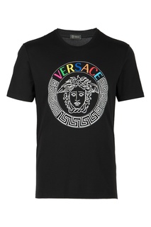 Черная футболка с логотипом бренда Versace