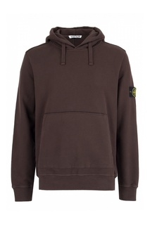 Хлопковая коричневая толстовка с карманом-кенгуру Stone Island