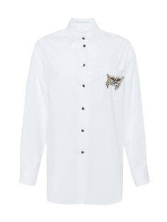 Белая блузка с брошью Ermanno Scervino