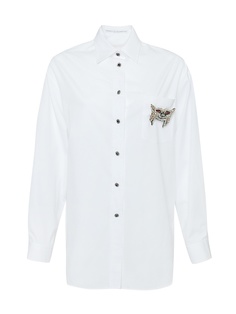 Белая блузка с брошью Ermanno Scervino