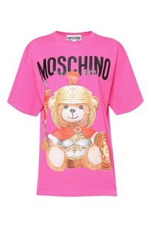 Малиновая футболка с принтом Roman Teddy Bear Moschino