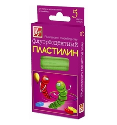 Пластилин флуоресцентный Луч флуоресцентный 5 цветов со стеком