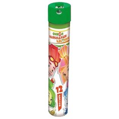 CENTRUM Цветные карандаши Фиксики 12 цветов, точилка, металлический тубус (87050)