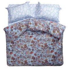 Постельное белье евростандарт Bedberry Сказочный остров 50х70 см, сатин голубой/коричневый