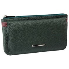 Портмоне Dimanche 815, натуральная кожа зеленый с бордовой полоской