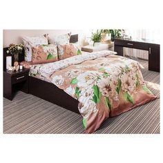 Постельное белье 2-спальное Ночь Нежна Мон Шерри 50 х 70 см сатин бежевый/коричневый