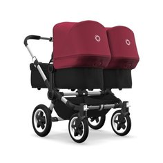 Универсальная коляска Bugaboo Donkey 2 Twin (2 в 1) alu/black/ruby red, цвет шасси: серебристый