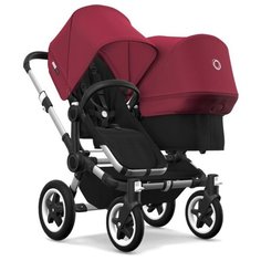 Универсальная коляска Bugaboo Donkey 2 Duo (2 в 1) alu/black/ruby red, цвет шасси: серебристый