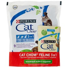 Корм для кошек CAT CHOW (+ пауч с курицей и кабачком 85 г) для профилактики МКБ, с индейкой 485 г
