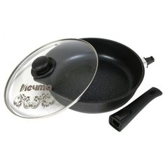 Сотейник Мечта Гранит С022 22 см, с крышкой, гранит black