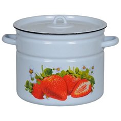 Кастрюля СтальЭмаль 1С200С 9 л, белый (клубника)