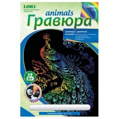 Гравюра LORI Animals. Грациозный павлин (Гр-431) цветная основа