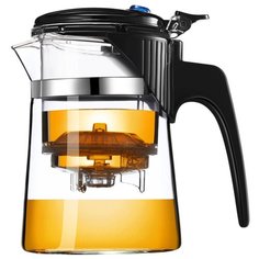 Veitron Чайник заварочный стеклянный с кнопкой LS-500T 500 мл прозрачный/черный