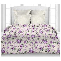 Постельное белье 2-спальное Текстильная симфония Илона, бязь серый/фиолетовый