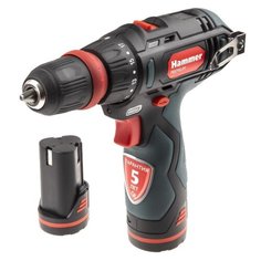 Аккумуляторная дрель-шуруповерт Hammer ACD123Li Premium Li-Ion 2.0 А·ч 12 В х2 кейс 36 Н·м зеленый/черный