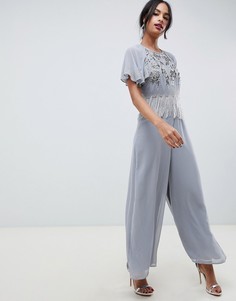Комбинезон с рукавами клеш и декоративной отделкой ASOS DESIGN-Черный