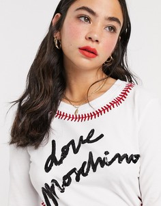 Лонгслив с логотипом в бейсбольном стиле Love Moschino-Белый