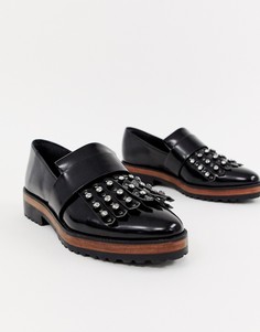 Туфли на плоской подошве с отделкой ASOS DESIGN-Черный