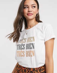 Белая футболка с надписью \"Tres Bien\" Blend She-Белый