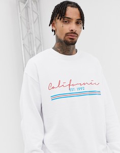 Белый oversize-свитшот с принтом ASOS DESIGN