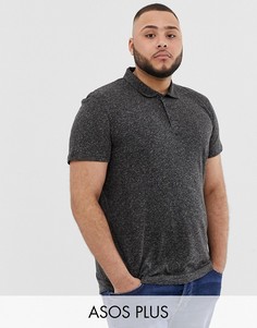 Футболка-поло с добавлением льна ASOS DESIGN Plus-Черный