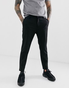 Черные укороченные брюки скинни Bershka-Черный