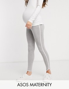 Леггинсы с контрастной окантовкой ASOS DESIGN Maternity-Серый