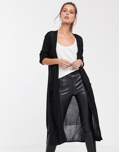 Черный длинный кардиган Stradivarius