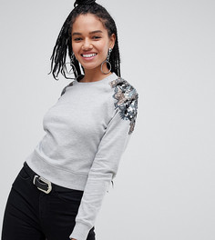 Серый свитшот с отделкой на плечах Miss Selfridge