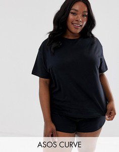 Комбинируемая пижамная футболка ASOS DESIGN Curve-Черный