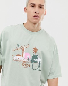 Свободная футболка с принтом верблюда ASOS DESIGN-Зеленый