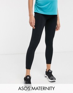 Хлопковые леггинсы ASOS 4505 Maternity-Черный