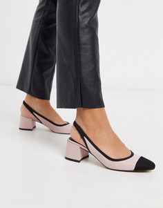 Розовые туфли на каблуке с ремешком на пятке ASOS DESIGN-Бежевый